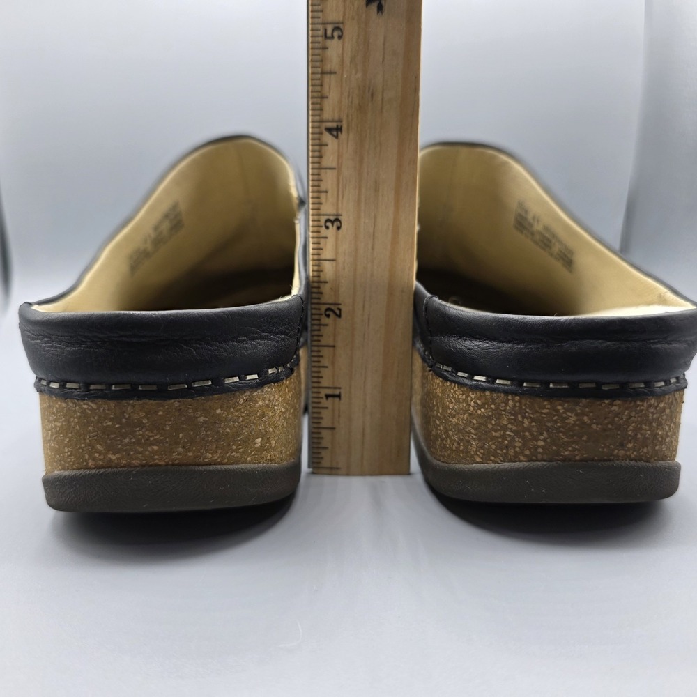 Dansko Mariella‎ Clogs Womens 41 Black Leather Mules Slip On Comfort Shoes Cork - Picture 13 of 14